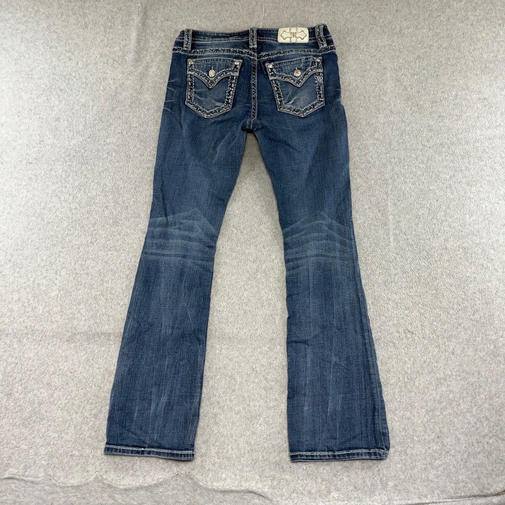 Miss Me Bootcut Boot Jeans Womens 30 Blue Embellished Flap Pocket Chloe